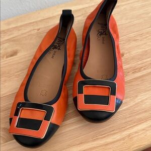 Orange and Black Women's Flats